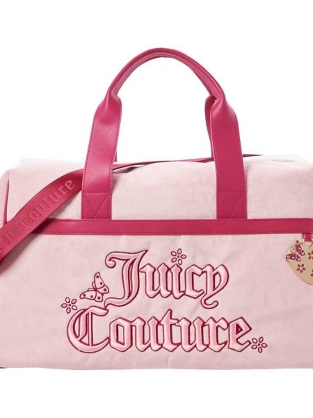 Juicy Couture Pink Two-Tone Logo Travel Duffel